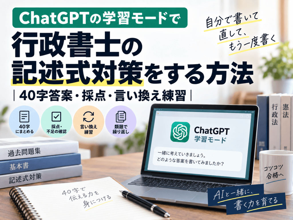 ChatGPTの学習モードで行政書士の記述式対策をする方法｜40字答案・採点・言い換え練習