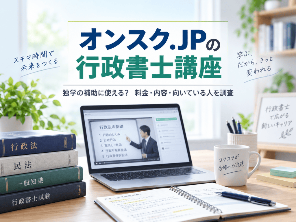 オンスク.JPの行政書士講座は独学の補助に使える？料金・内容・向いている人を調査